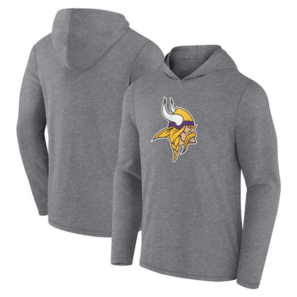 Men's Minnesota Vikings Heather Gray Primary Logo Long Sleeve Hoodie